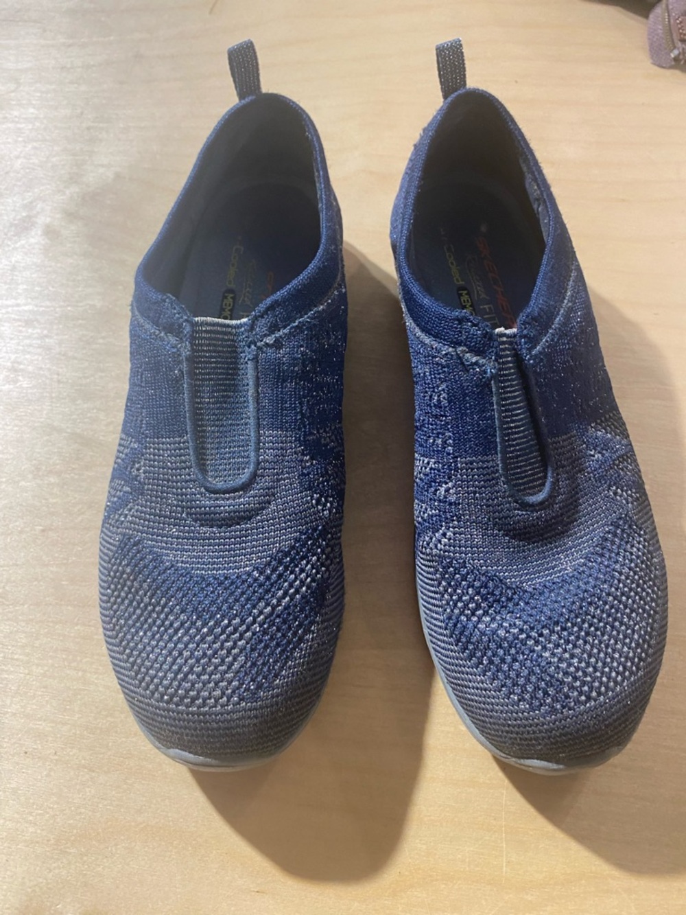 Skechers Navy Blue Slip-On Knit Sneakers 7 (Box 1) - Picture 9 of 13